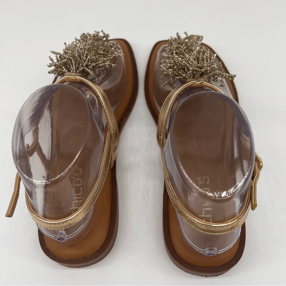 CHICOS Gold T-Strap Sandals Size 7.5 - Picture 9 of 15